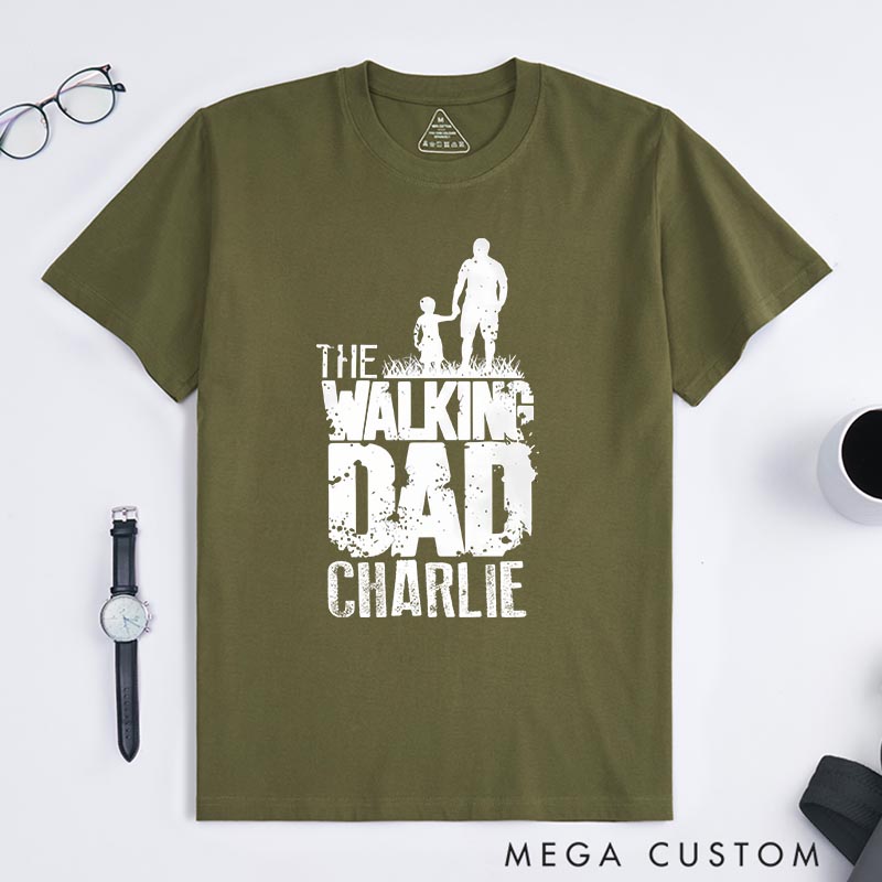 Personalized the Walking Dad Mens Classic T-Shirts Father Horror Geeky Tshirt for Movie Lovers Father's Day