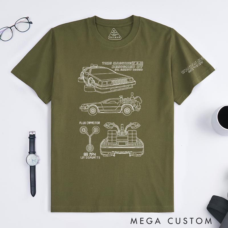 Personalized Time Machine Classic T-Shirts Future Fiction Movie Tshirt Geek Nerdy Movie Shirt