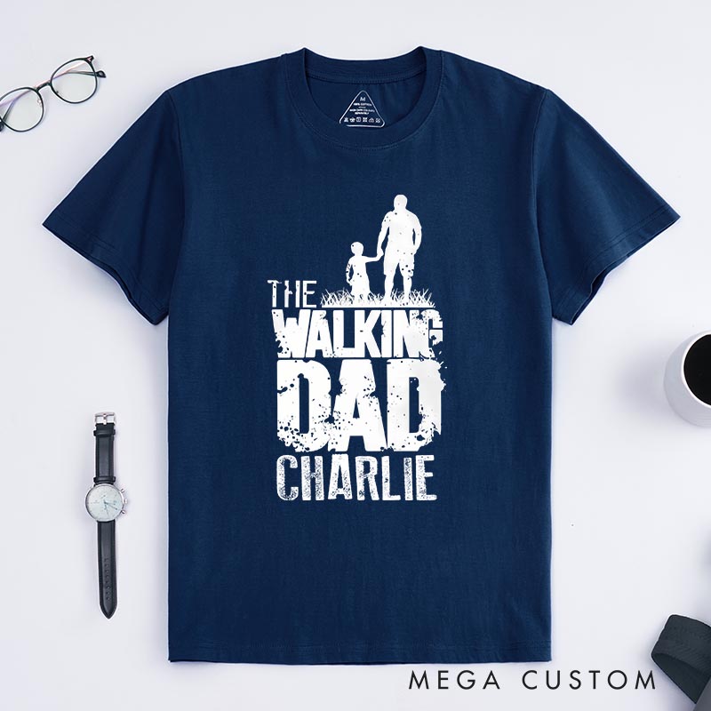 Personalized the Walking Dad Mens Classic T-Shirts Father Horror Geeky Tshirt for Movie Lovers Father's Day