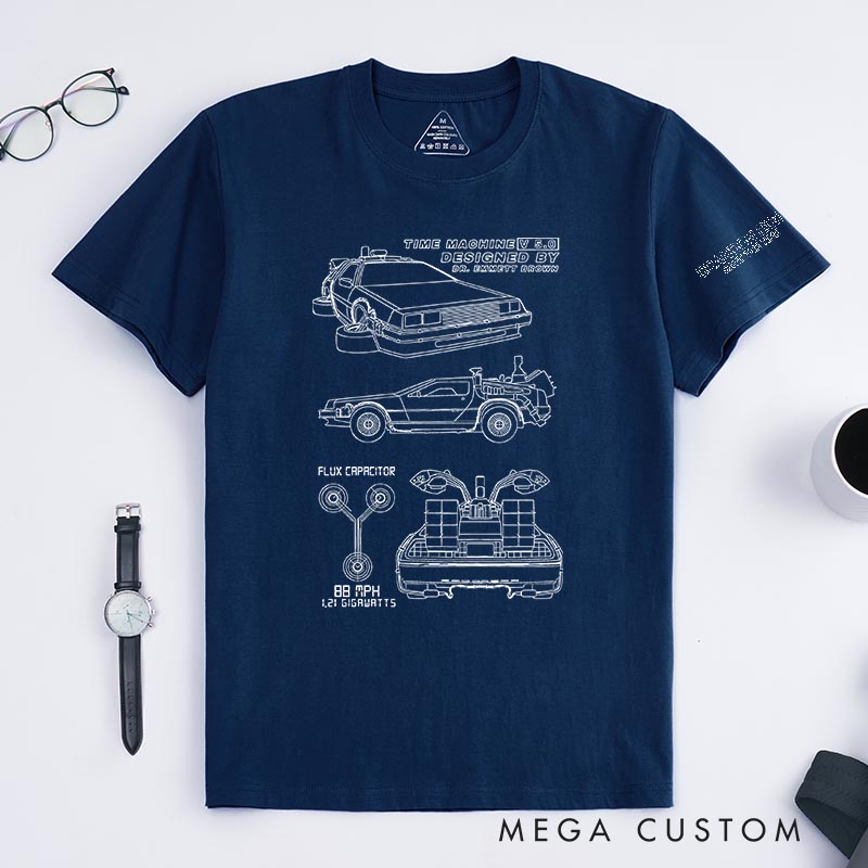 Personalized Time Machine Classic T-Shirts Future Fiction Movie Tshirt Geek Nerdy Movie Shirt