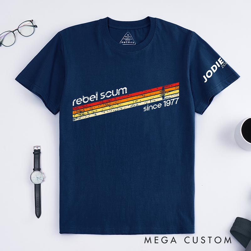 Personalized 1977 Rebel Scum Classic T-Shirts Galaxy Nerdy Geek Tshirt for Movie Lovers for Him