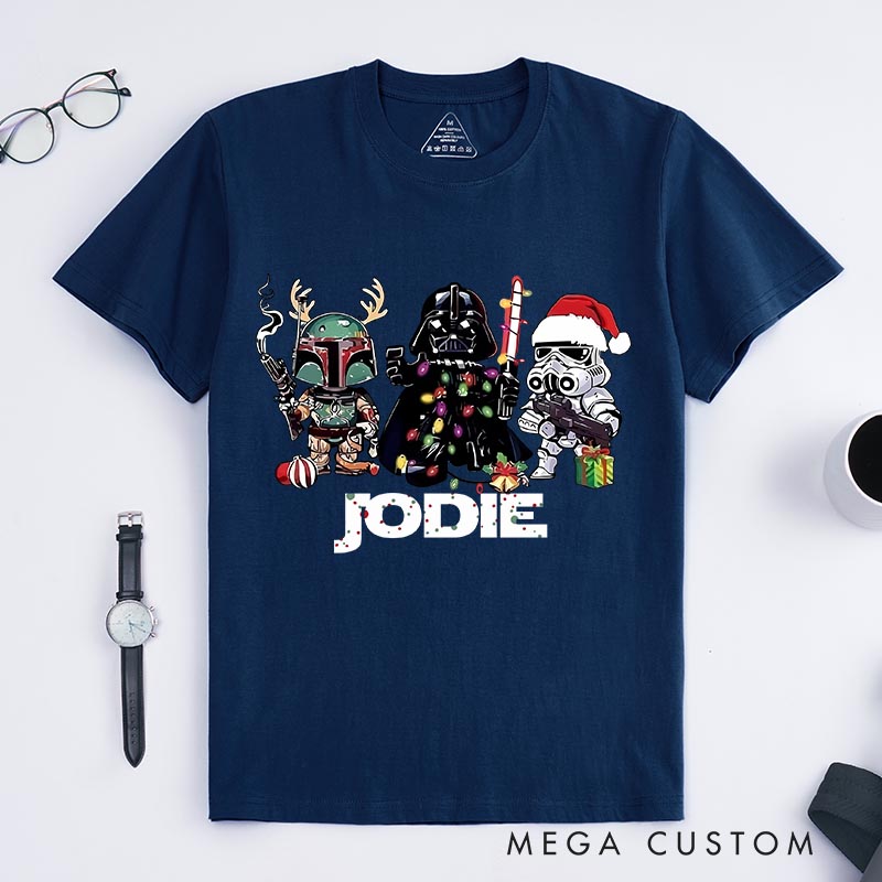 Personalized Christmas Galaxy Classic T-Shirts Star Holiday Fantasy Nerdy Geek Tshirt Christmas Gift