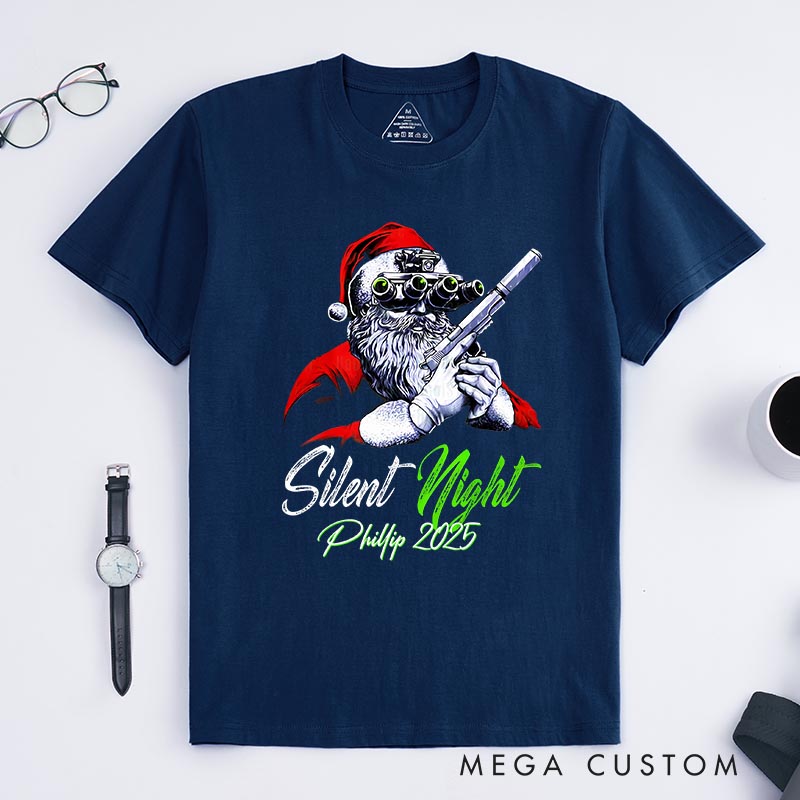 Personalized Silent Night Christmas Movie Classic T-Shirts Funny Holiday Tshirt Christmas Gift for Him