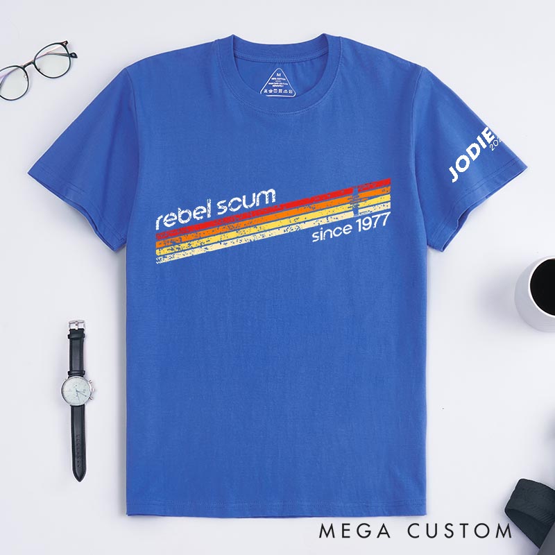 Personalized 1977 Rebel Scum Classic T-Shirts Galaxy Nerdy Geek Tshirt for Movie Lovers for Him