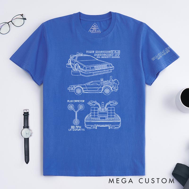Personalized Time Machine Classic T-Shirts Future Fiction Movie Tshirt Geek Nerdy Movie Shirt