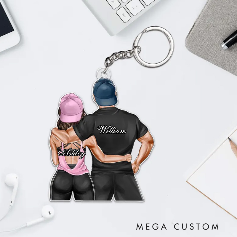 Personalized Gifts For Couple Gym Keychain Valentines Gift Gym Boyfriend Train Together Gym Couple Gift Birthday Gift