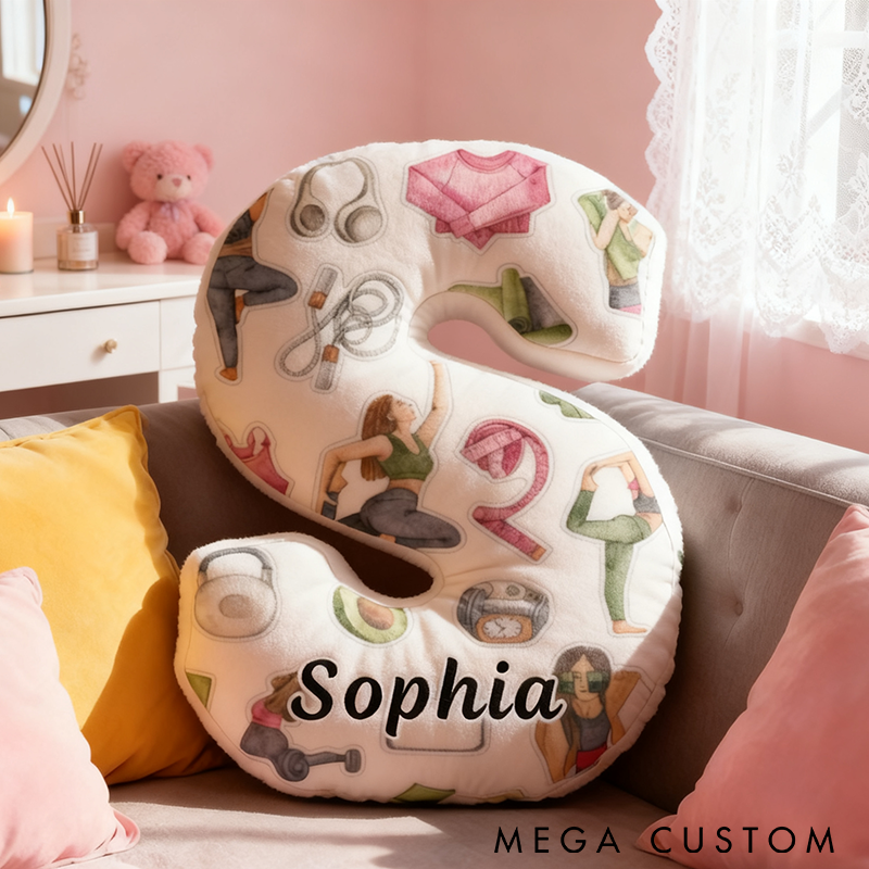 Personalized Yoga and Fitness Pillow Name Custom Yoga Pillow Funny Letter Pillow Graphic 3D Print Perfect for Meditation Relaxation and Home Decor