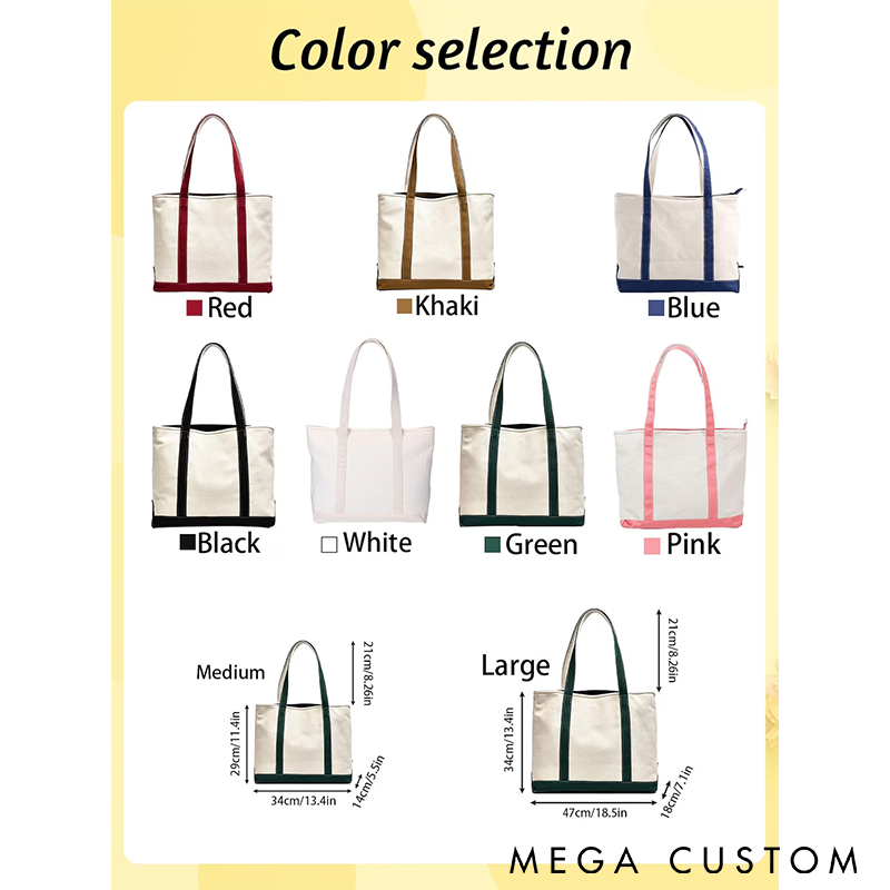 Personalized Canvas Tote Bag Custom Name Durable Design with Leather Handles Large Capacity for Work Shopping Travel or Gifts