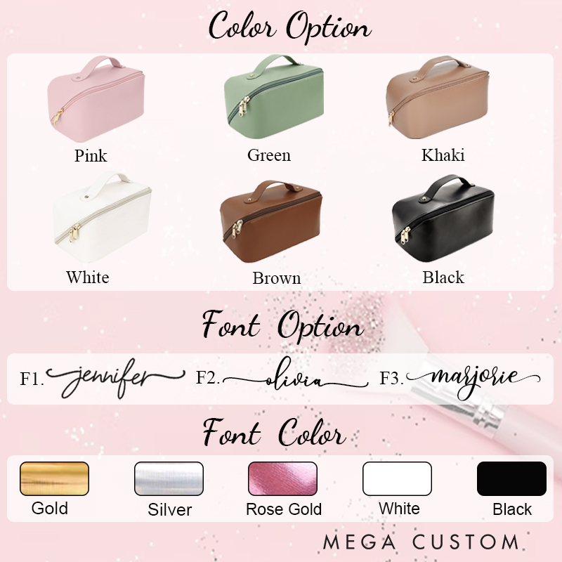 Personalized Leather Makeup Bag Bridesmaid Cosmetic Bag Gift For Her Bachelorette Party Favors 