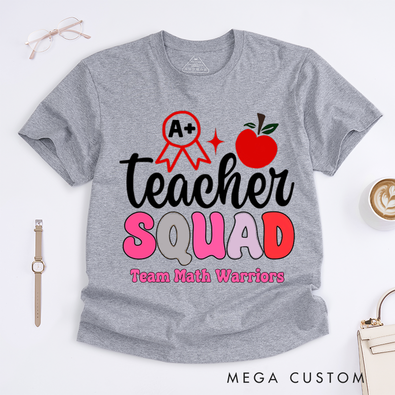 Personalized T-Shirts Teacher Squad Fun Apple Shirt Perfect Gift for Teachers' Team
