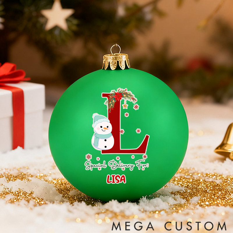 Personalized Christmas Ball Ornament Christmas Snowman Flower Pattern Letter Design