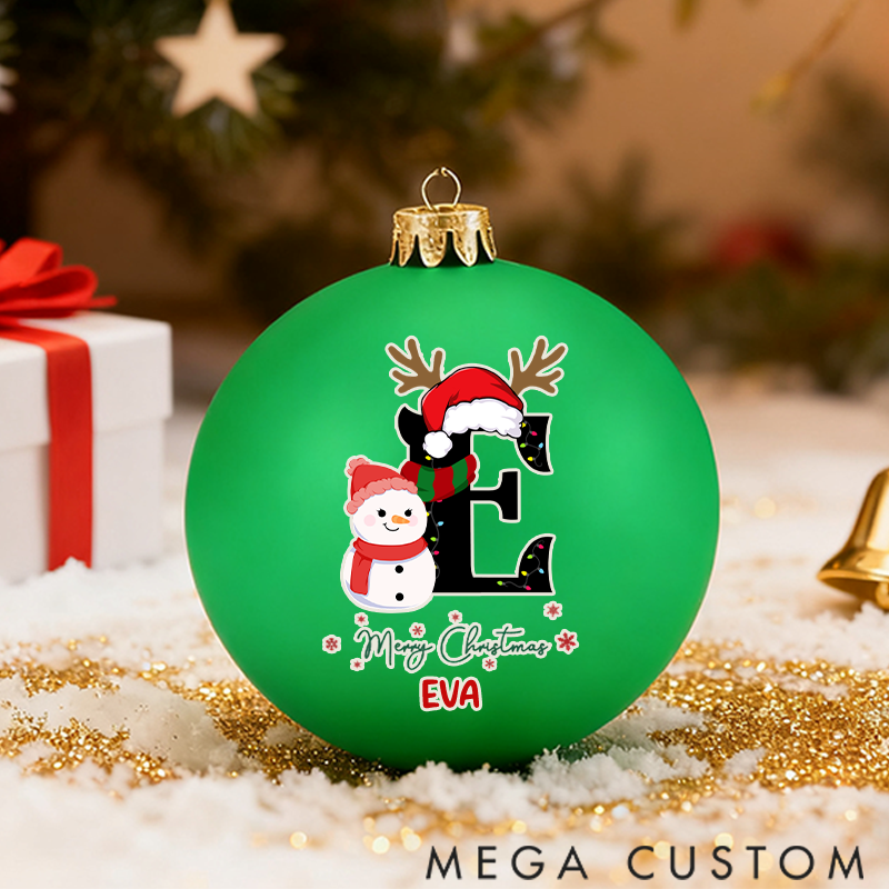 Personalized Christmas Ball Ornament Christmas Snowman Pattern Letter Design