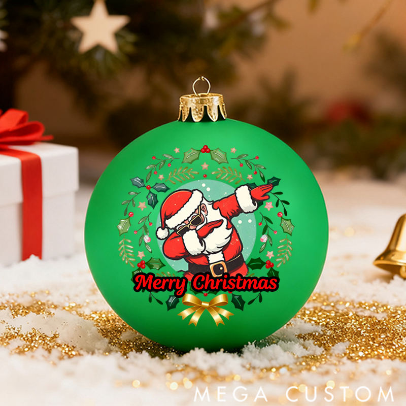 Personalized Christmas Ball Ornament Cool Santa Claus Wishes You Merry Christmas