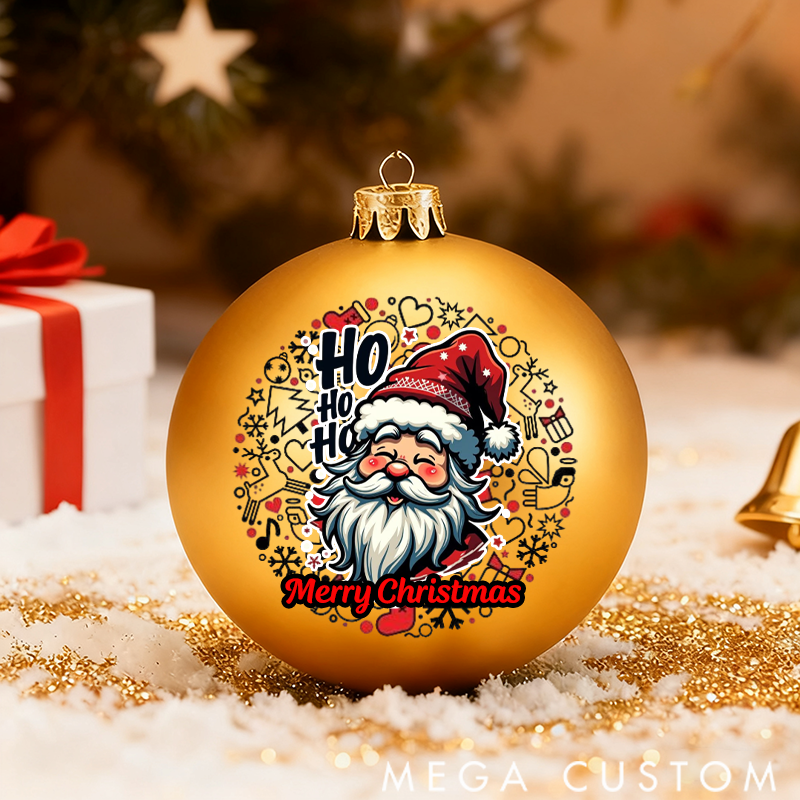 Personalized Christmas Ball Ornament Santa Claus's Smile HO HO HO