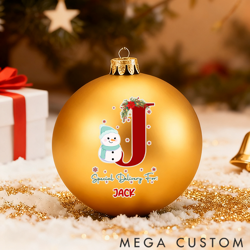 Personalized Christmas Ball Ornament Christmas Snowman Flower Pattern Letter Design