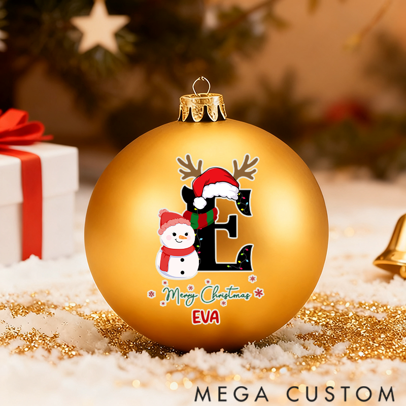 Personalized Christmas Ball Ornament Christmas Snowman Pattern Letter Design