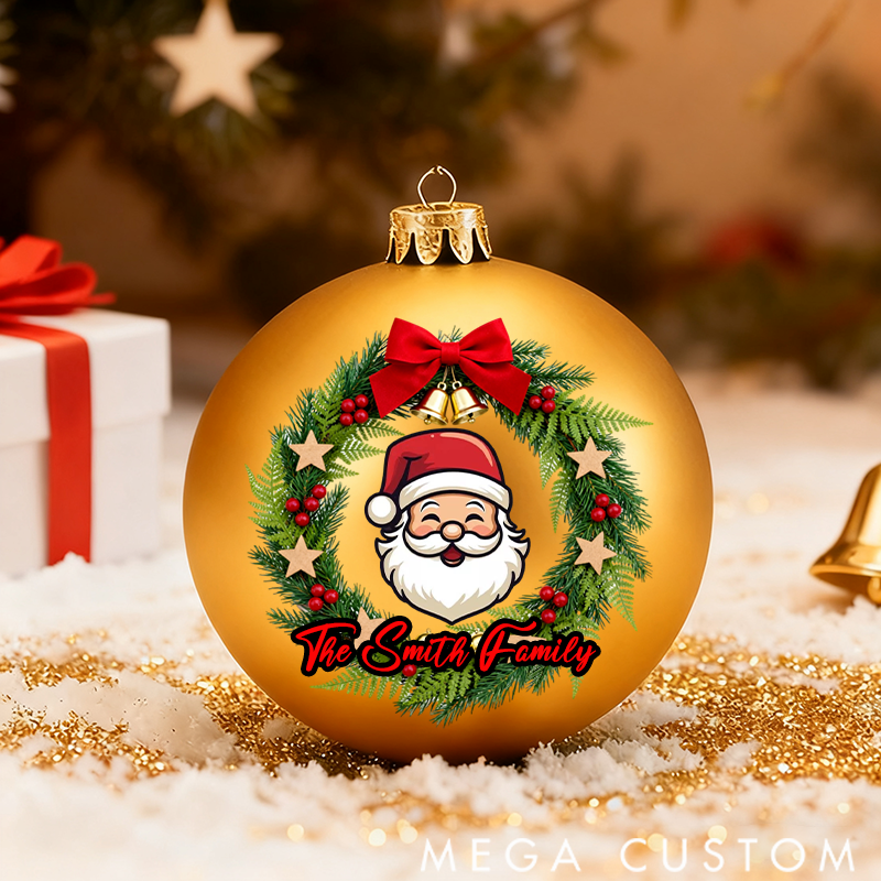 Personalized Christmas Ball Ornament Christmas Wreath Pattern Customizable Text