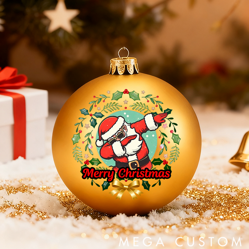 Personalized Christmas Ball Ornament Cool Santa Claus Wishes You Merry Christmas