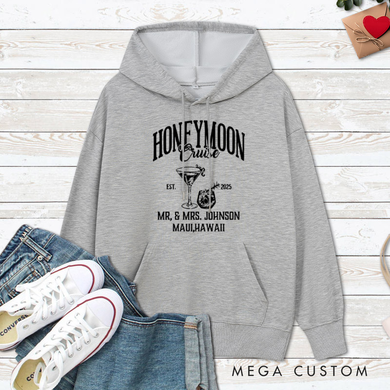 Personalized Honeymoon Cruise Mr and Mrs Matching Honeymoon Couple Hoodie