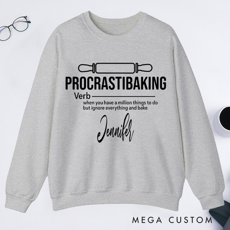 Personalized Procrastibaking Classic Sweatshirts Meaning Shirt Cooking Sweatshirts Baker Gift Baker Chef Sweatshirts Baking Definition Cooking Gifts
