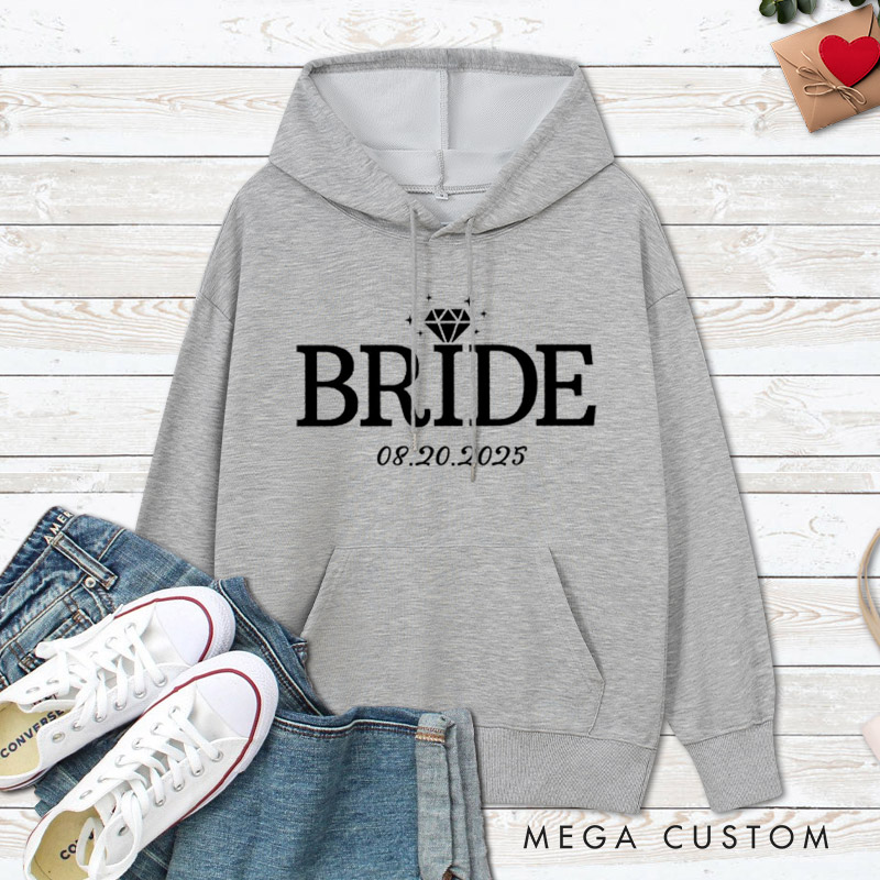 Personalized Elegant Bride and Groom with Rings Matching Wedding Couple Hoodie