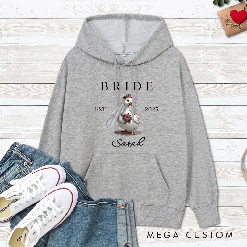 Personalized Bride and Groom Silly Goose Matching Wedding Couple Hoodie
