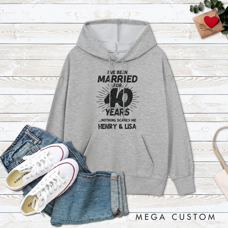Personalized Funny Anniversary Married for 40 Years Hoodies 40th Anniversary Gift Hoodie Couple Anniversary Outfit for Husband Wife
