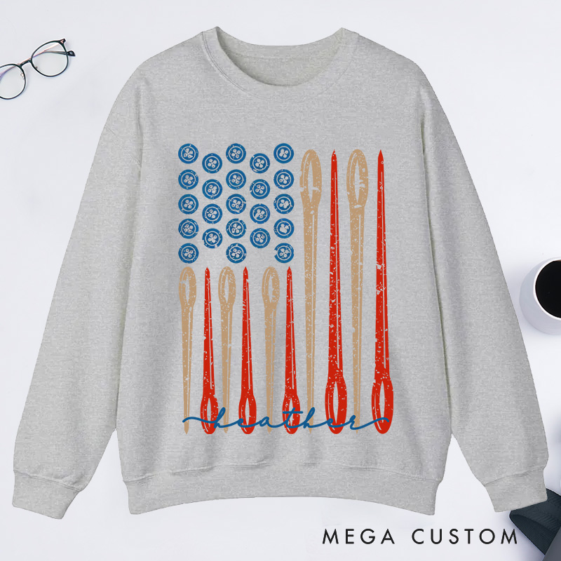 Personalized Sewing Flag Classic Sweatshirts Sewing Gift Love Sewing Gifts For Her Sewing Gifts Women