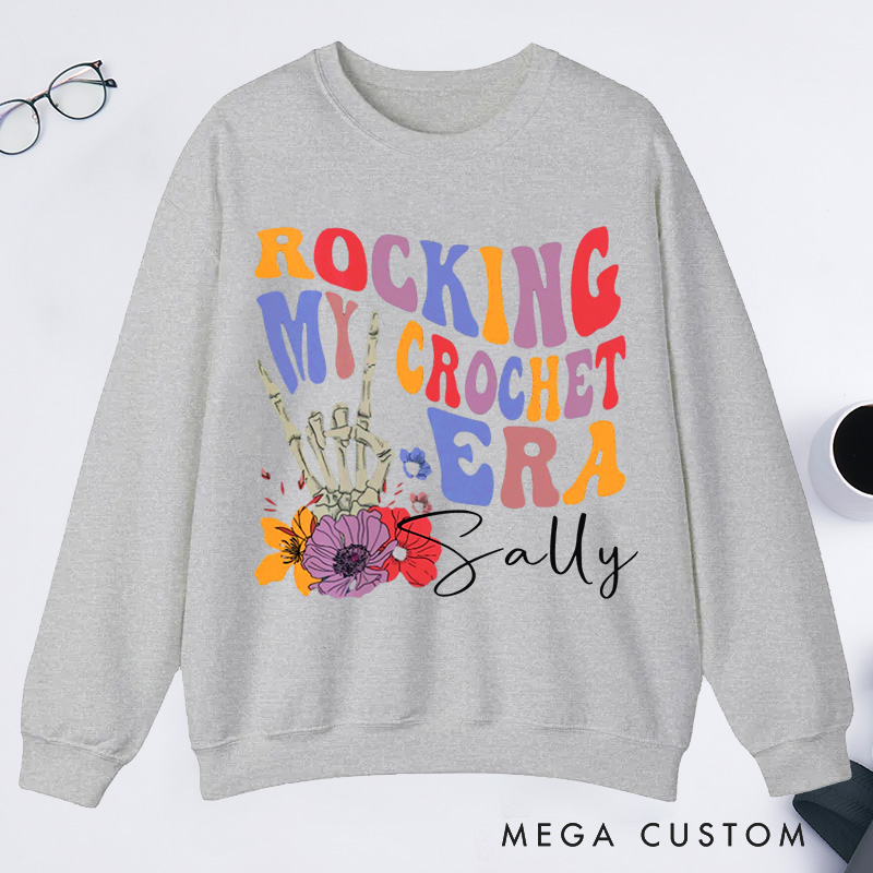 Personalized Rocking My Crochet Era Classic Sweatshirts In My Crochet Era Comfort Colors Retro Trendy Sweatshirts