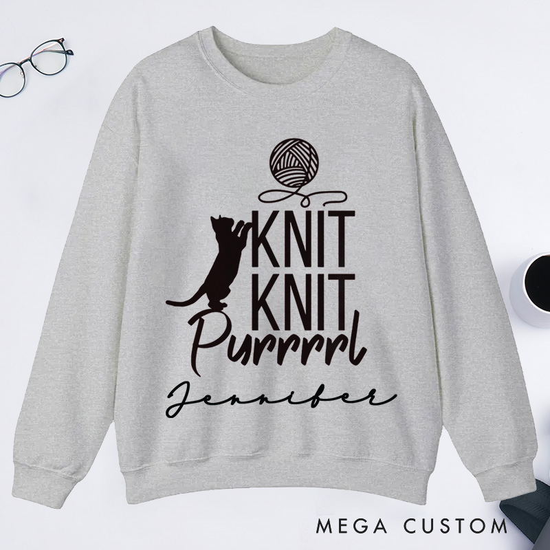 Personalized Cat Lover Classic Sweatshirts Funny Crocheting Sweatshirts
