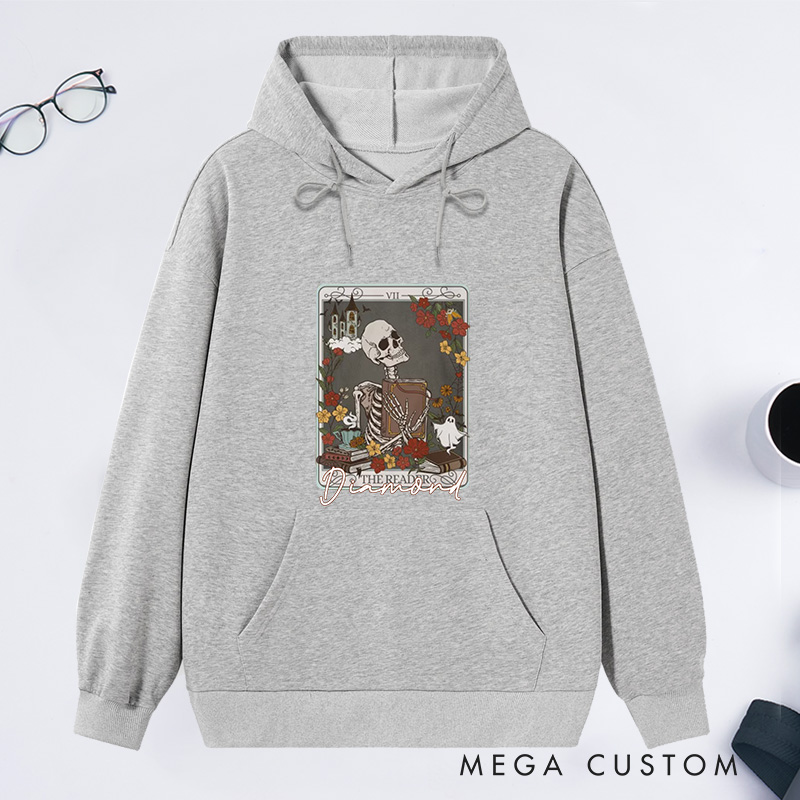 Personalized the Reader Tarot Card Crewneck Classic Hoodies Bookish Hoodies Custom Book Lover Hoodies with Name Librarian Gift Reader Gift