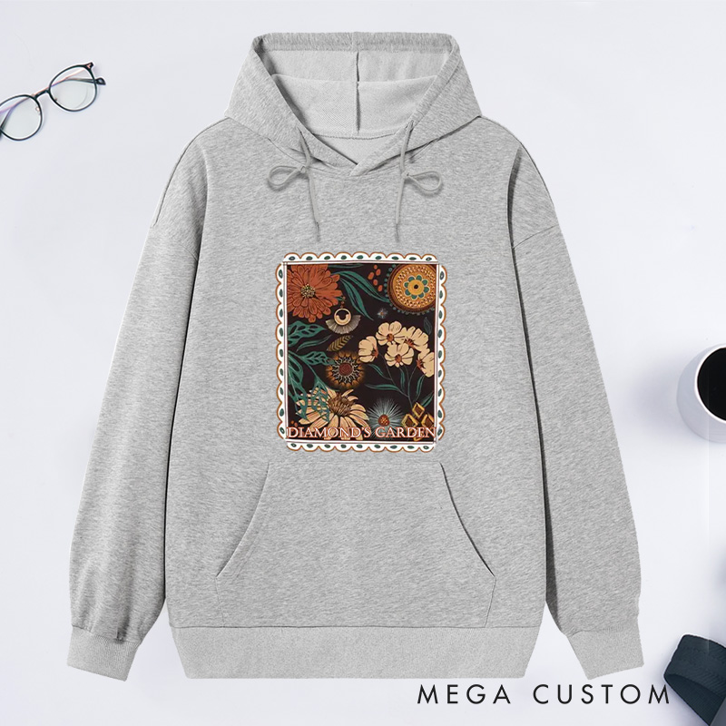 Personalized Boho Floral Cottagecore Classic Hoodies Custom Fall Flowers Nature Hoodies with Name Plant Lover Gift Gardening Lover Gift for Gardener