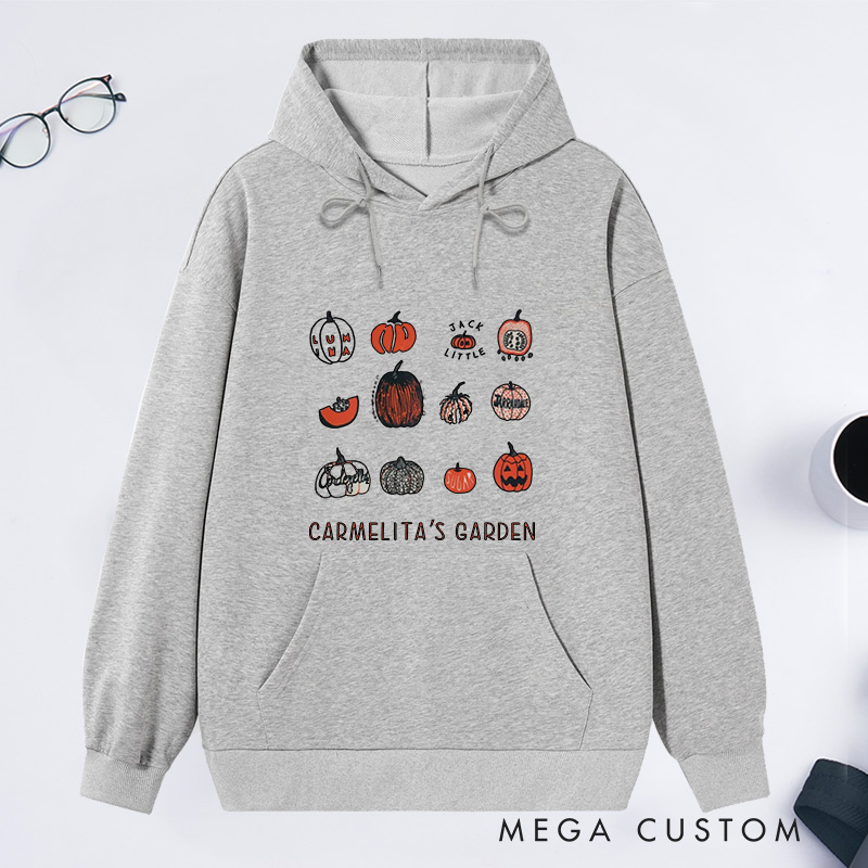 Personalized Pumpkin Classic Hoodies Custom Gardening Hoodies with Name Plant Lover Gift Gardening Gift for Gardener