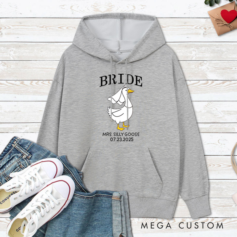 Personalized Bride and Groom Silly Goose Mr and Mrs Matching Wedding Couple Hoodie