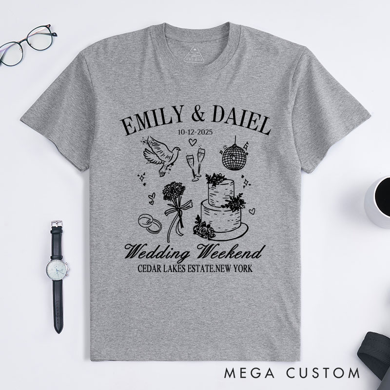 Personalized Wedding Weekend T-Shirt Groom Wedding Memorial T-Shirt Wedding Party Gift Shirt For Men Gift For Groom