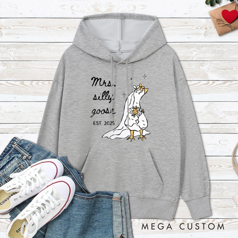 Personalized Funny Mr and Mrs Silly Goose Matching Wedding Couple Hoodie