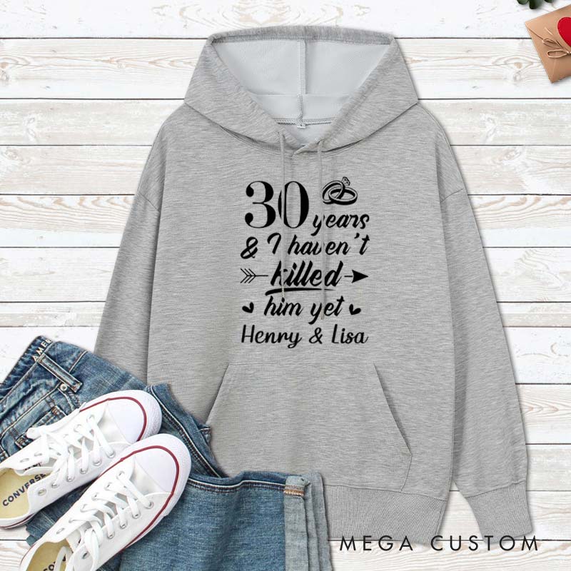 Personalized Funny 30th Anniversary Couple Hoodie Humor Couple 30 Years Anniversary Top Wear for Wife Husband Anniversary Outfit for Couple