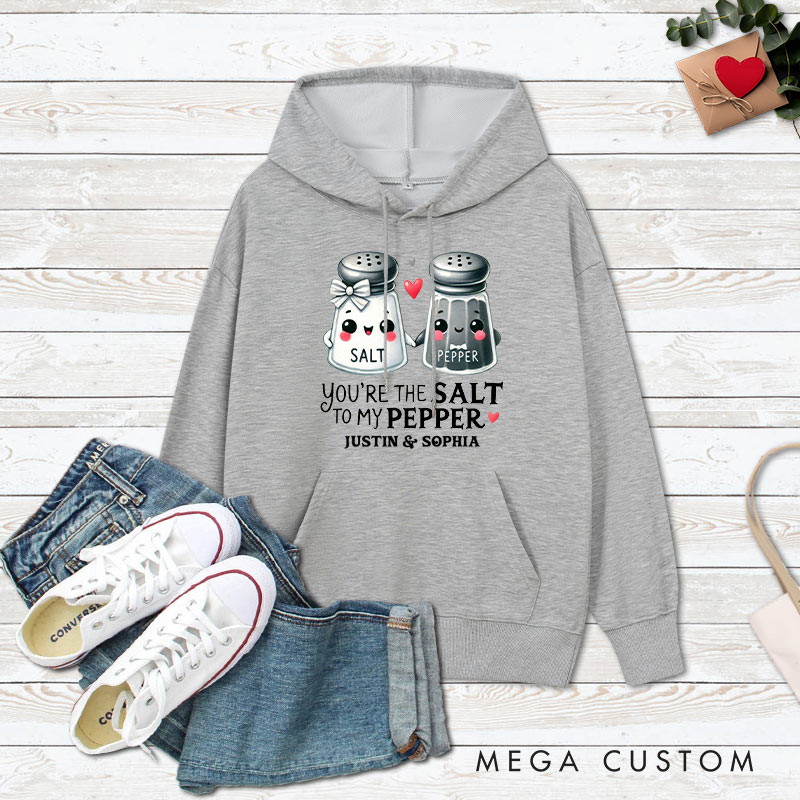 Personalized Couple You’re the Salt to My Pepper Valentine's Day Hoodie with Name Couple Sweatshirt for Boyfriend Girlfriend Husband Wife