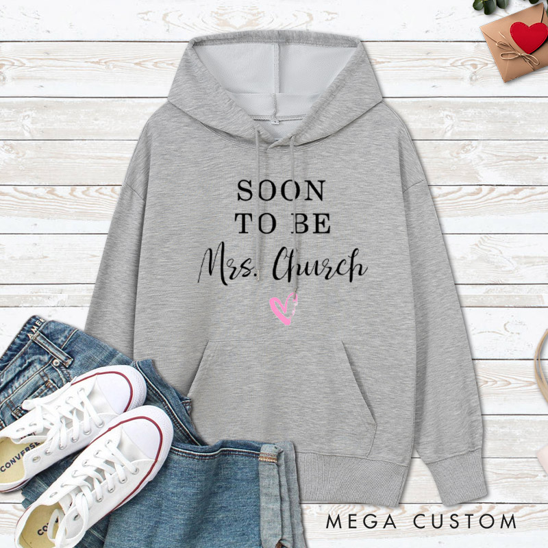 Personalized One Lucky Mr and Soon To Be Mrs with Heart and Bow Tie Engagement Couple Hoodie