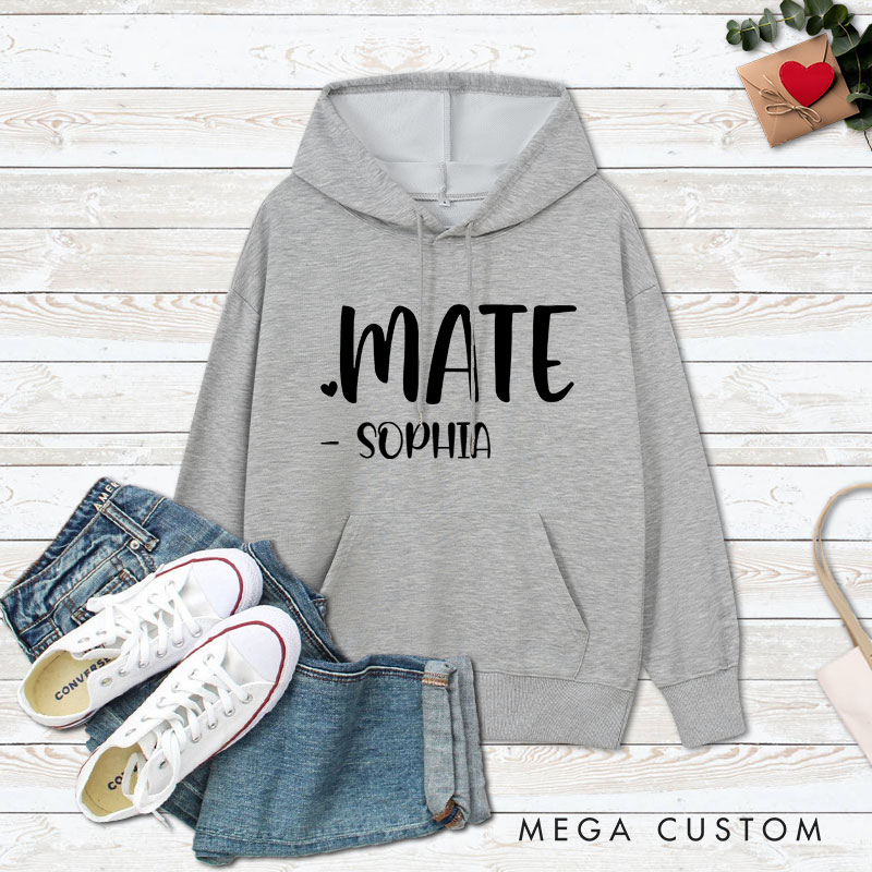 Personalized Couple Soul and Mate Valentine's Day Hoodie with Name Couple Soulmate Sweatshirt for Boyfriend Girlfriend Husband Wife