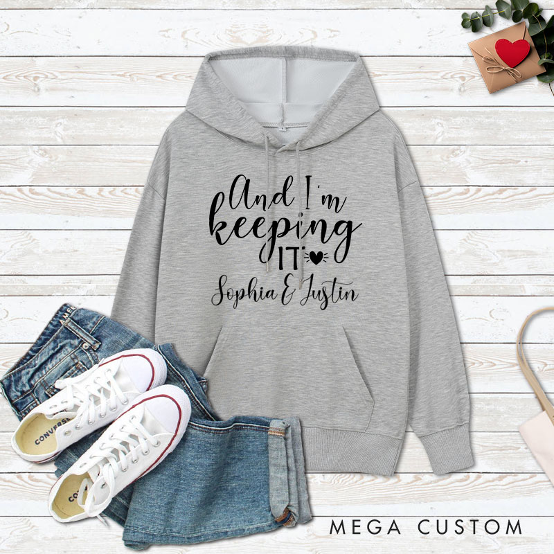 Personalized Couple She Stole My Heart and I'm Keeping It Valentine's Day Hoodie with Name Couple Sweatshirt for Boyfriend Girlfriend Husband Wife