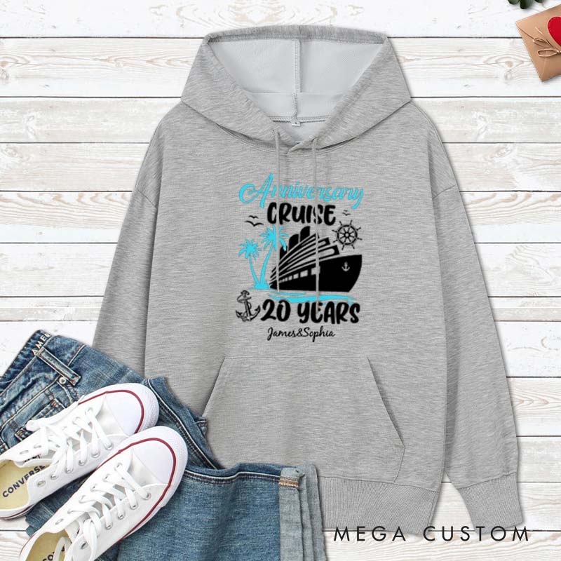 Personalized 20th Anniversary Cruise Hoodie Couple Cruise 20 Years Anniversary Top Wear Wife Husband Anniversary Outfit