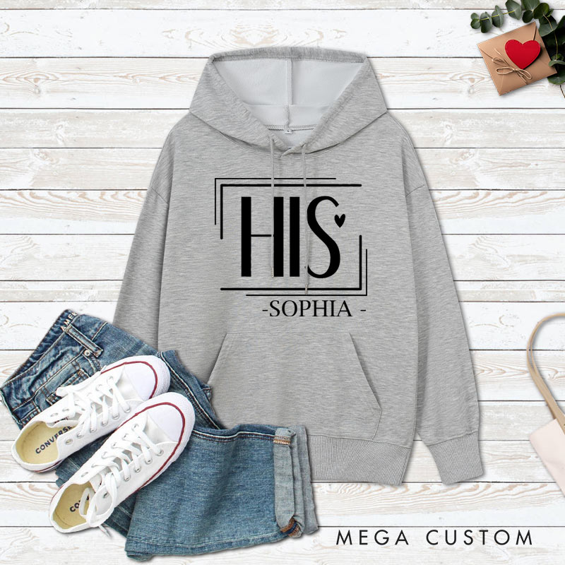 Personalized Couple His and Hers Valentine's Day Hoodie with Name Couple Sweatshirt for Boyfriend Girlfriend Husband Wife