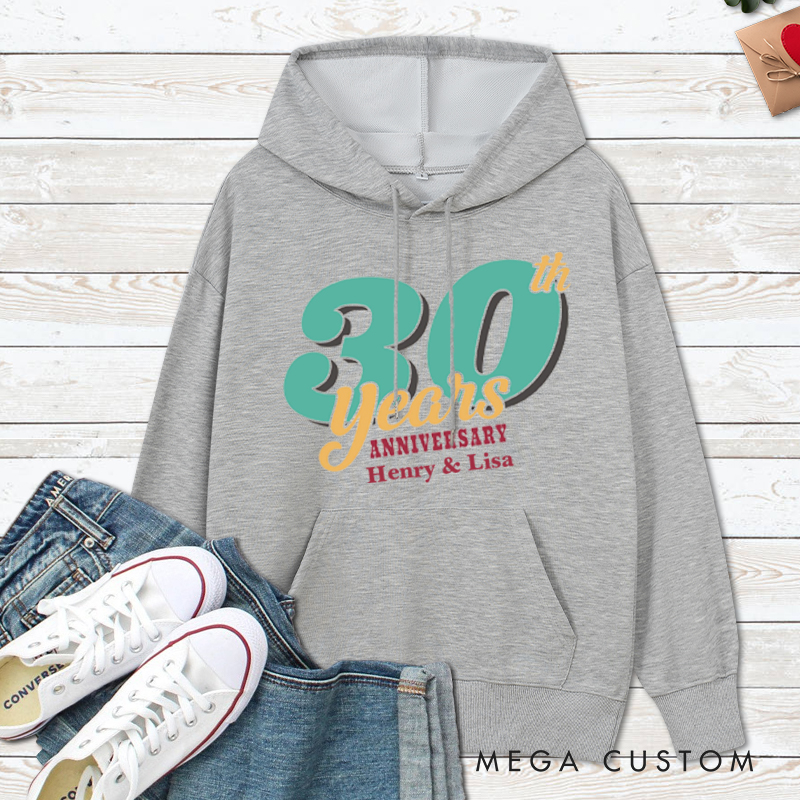 Personalized 30th Anniversary Celebration Hoodie Couple 30 Years Anniversary Outfit 30th Anniversary Top Wear for Wife Husband