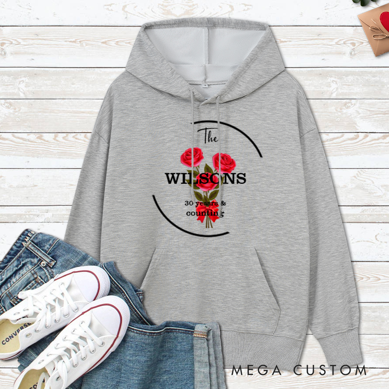 Personalized Personalized 30th Anniversary Rose Hoodie Couple 30 Years Top Wear 30th Rose Anniversary Outfit for Wife Husband
