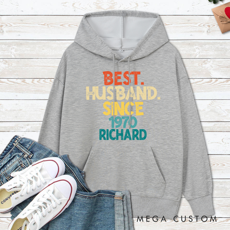 Personalized Best Wife & Husband Since 1970 Couple Hoodie Couple 55 Years Anniversary Top Wear 55th Anniversary Outfit for Wife Husband