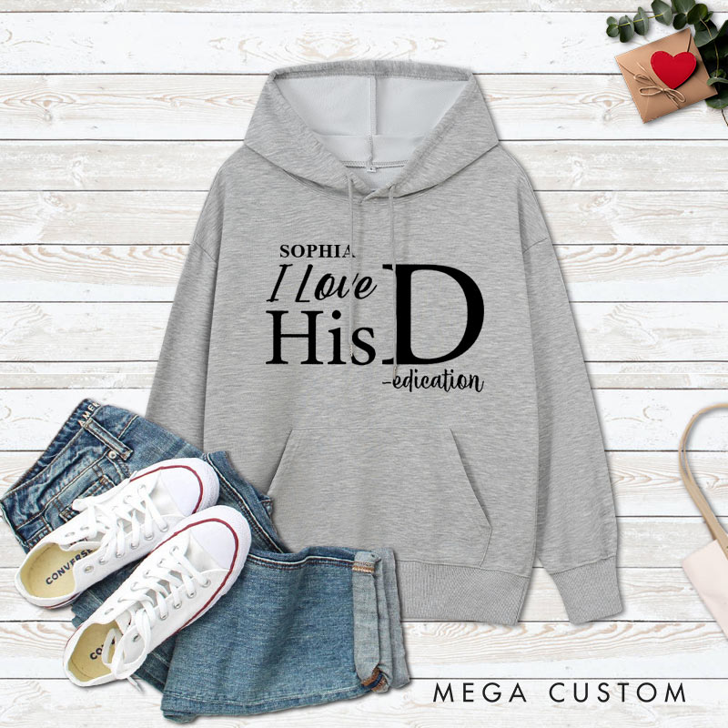 Personalized Couple I Love Her Personality and I Love His Dedication Hoodie Couple Valentine's Day Sweatshirt for Boyfriend Girlfriend Husband Wife