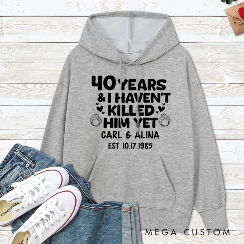 Personalized Funny 40th Anniversary Couple Hoodie Humor 40th Anniversary Hoodie for Couple Anniversary Outfit for Wife Husband