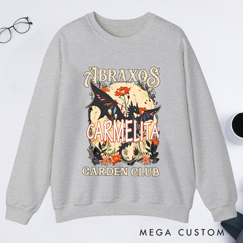 Personalized Garden Club Classic Sweatshirts Fantasy Book Lover Sweatshirt with Name Gardening Lover Gift Plant Lover Gift Bookish Gift