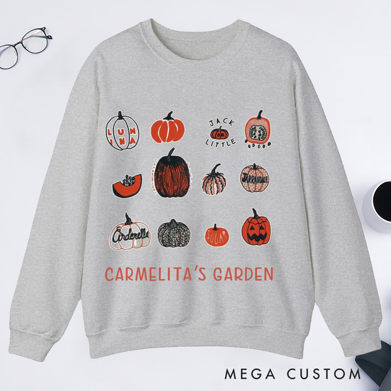 Personalized Pumpkin Classic Sweatshirts Gardener Sweatshirt with Name Halloween Sweatshirt Plant Lover Gift Gardening Lovers Gift